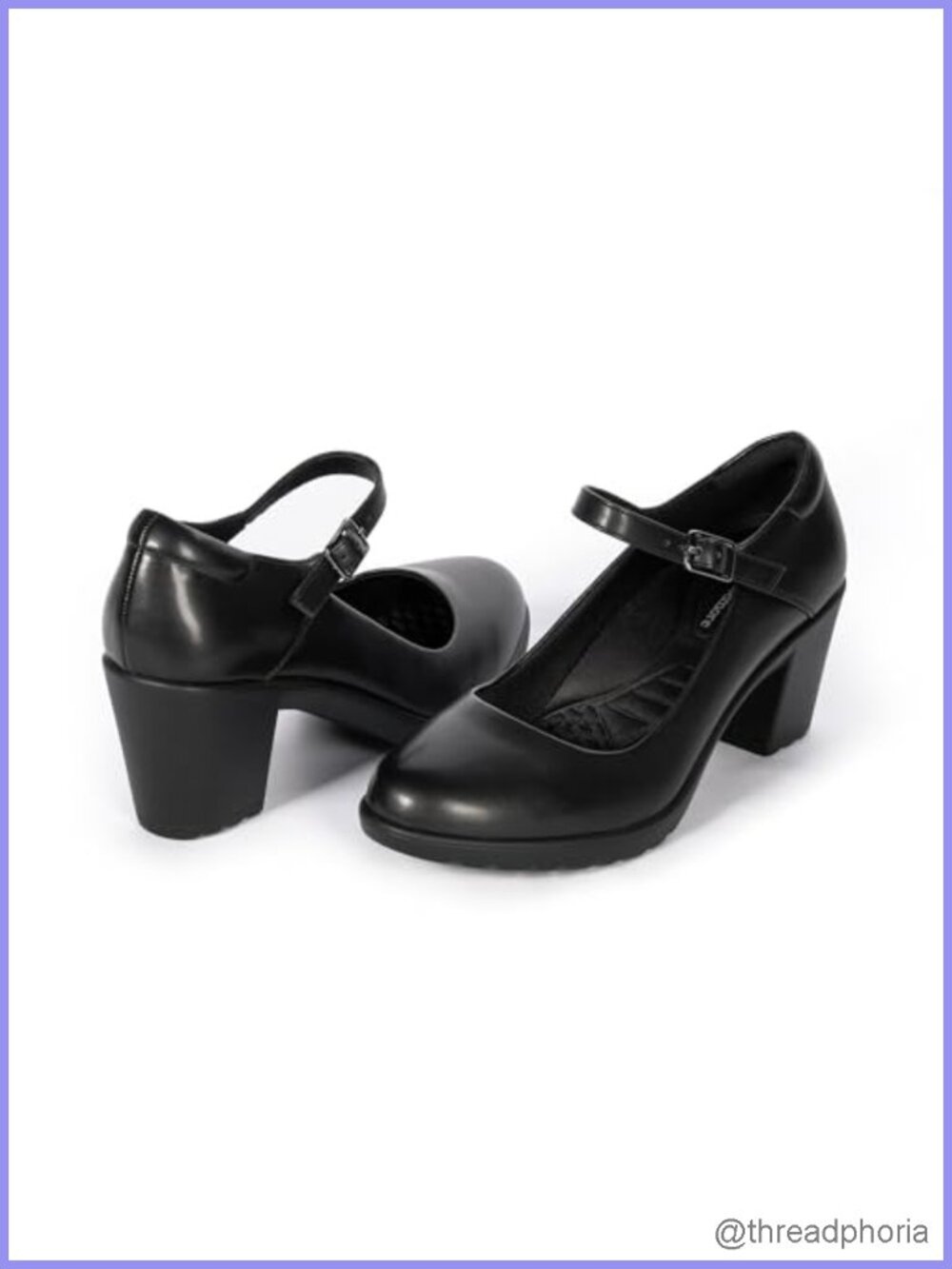 Mary Jane Heels with Arch Support Round Toe Chunky Pumps for Women